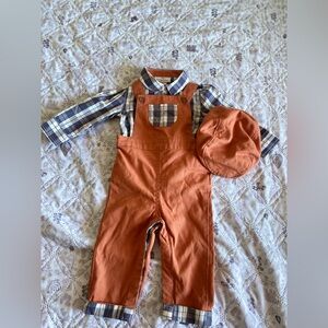 Tommy Bahama Kids Overall Shirt and Hat Set NWOT 6-9m